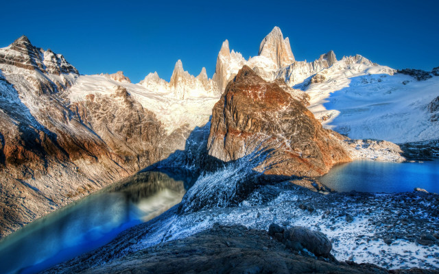 Mountain lake snow blue sky free wallpaper - medium preview image