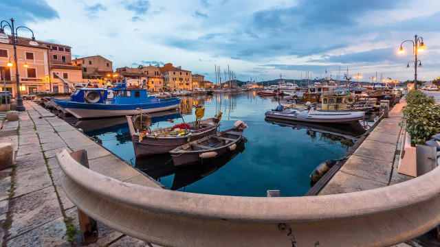 Harbor boats building streetlight night free wallpaper - medium preview image