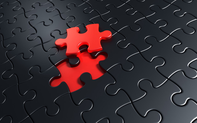 Red puzzle piece black surface free wallpaper - medium preview image