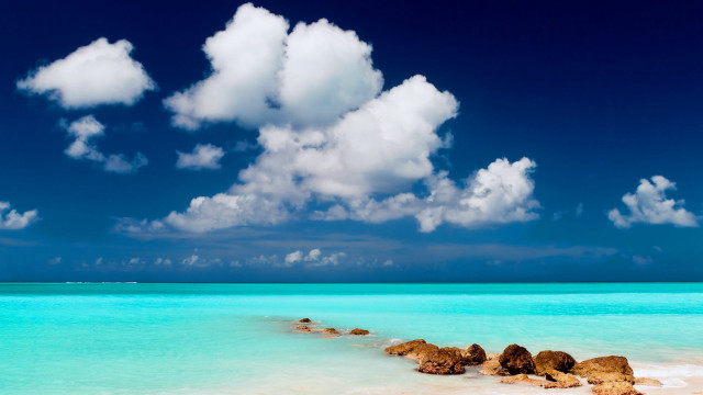 Beach rocks water cloudy sky #2 free wallpaper - medium preview image