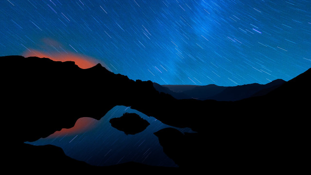 Mountain lake stars night outdoor free wallpaper for desktop - medium preview image