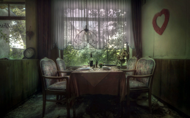 Table chairs wine window heart free wallpaper - medium preview image
