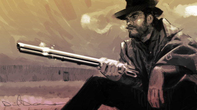 Man gun sitting ground field free wallpaper - medium preview image