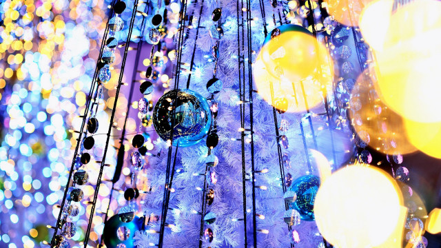 Colorful lights ornaments storewindow glowing free wallpaper - medium preview image