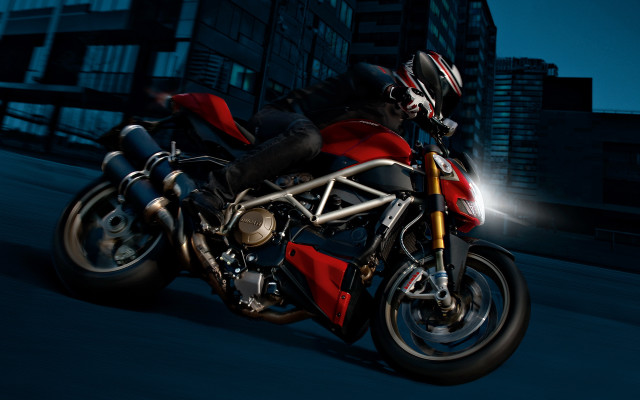 Man riding motorcycle night red free wallpaper - medium preview image