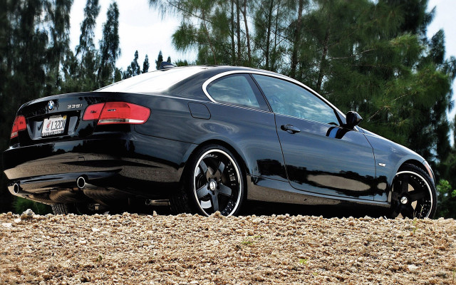 Black car dirtroad trees sky free wallpaper - medium preview image
