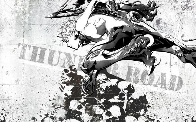 Woman flying gun sign blackwhite free wallpaper - medium preview image