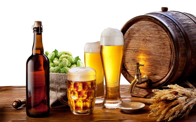 Beer glasses barrel hops still free wallpaper - medium preview image