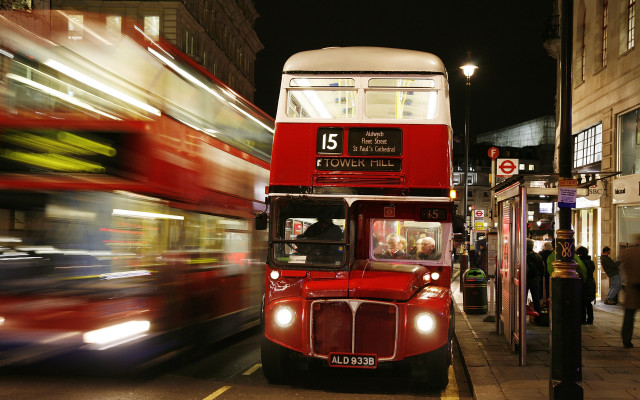 Double decker bus night tokyo free wallpaper - medium preview image
