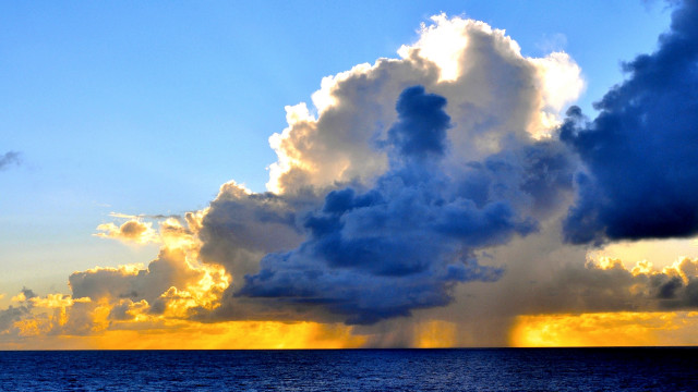 Large cloud ocean sunset boat #2 free wallpaper - medium preview image