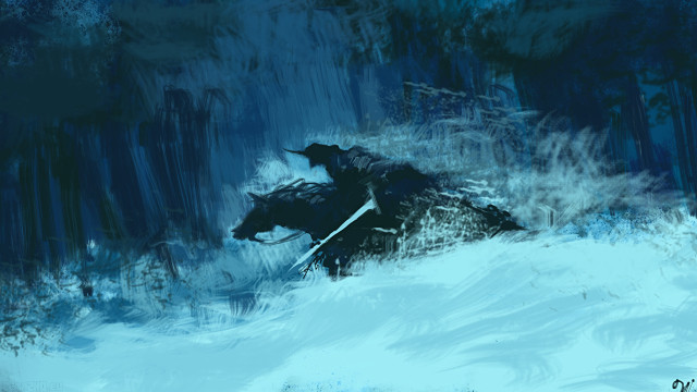 Man riding horse forest winter free wallpaper - medium preview image