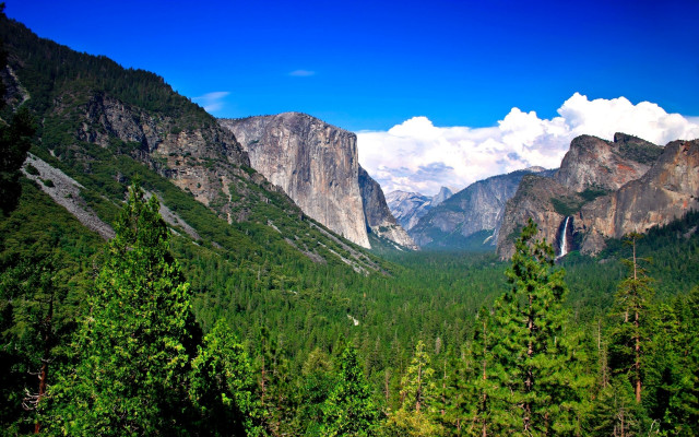 Valley mountains clouds trees landscape free wallpaper - medium preview image