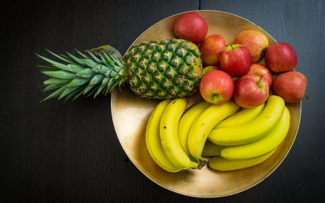 Bowl fruit pineapple apples bananas free wallpaper - medium preview image
