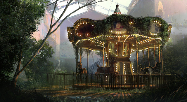 Merry go round forest lights free wallpaper - medium preview image