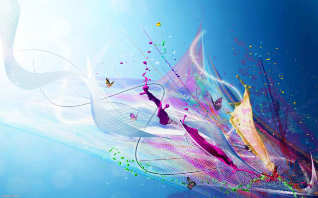 Colorful abstract background butterfly flowers free wallpaper - medium preview image