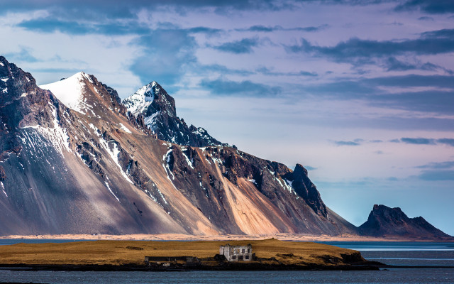 Mountain house lake sky cityscape free wallpaper for desktop - medium preview image