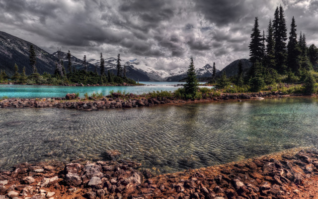 Lake mountains trees cloudy sky #44 free wallpaper - medium preview image