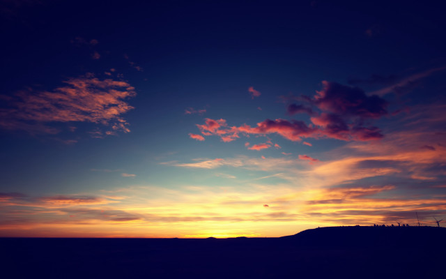 Sunset hills clouds mountain ocean free wallpaper - medium preview image