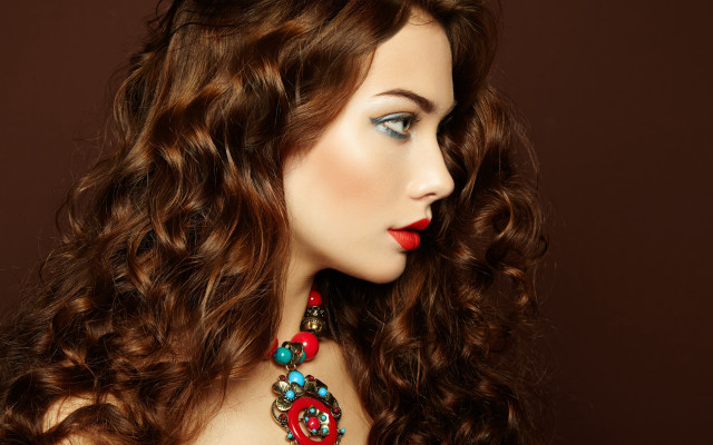 Woman long hair red lips #3 free wallpaper - medium preview image