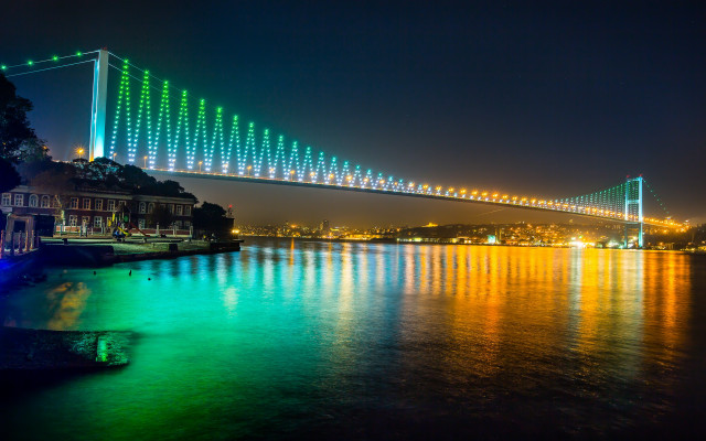 Night bridge city lights water #3 free wallpaper - medium preview image