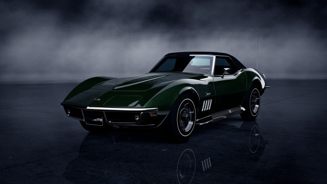 Green sports car fog dark free wallpaper - medium preview image