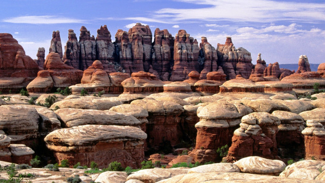 Desert rocks clouds fantasy landscape free wallpaper - medium preview image