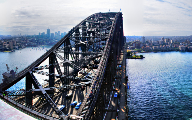 Bridge cityscape waterboat sunset australian free wallpaper - medium preview image