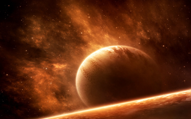Distant orange glow red star free wallpaper - medium preview image