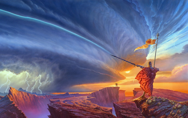 Mountain storm flag man clouds free wallpaper - medium preview image