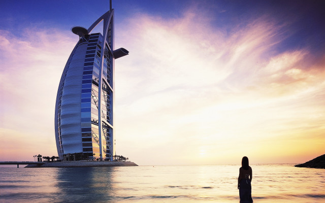 Woman water building sail artdeco free wallpaper - medium preview image