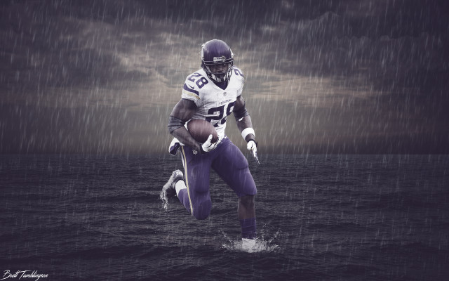 Football player running rain water free wallpaper - medium preview image