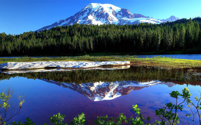 Mountain reflection lake nature forest free wallpaper - medium preview image