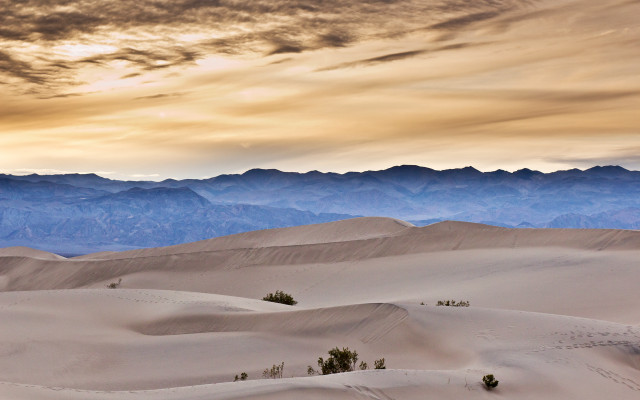 Desert mountains clouds trees ocean free wallpaper - medium preview image