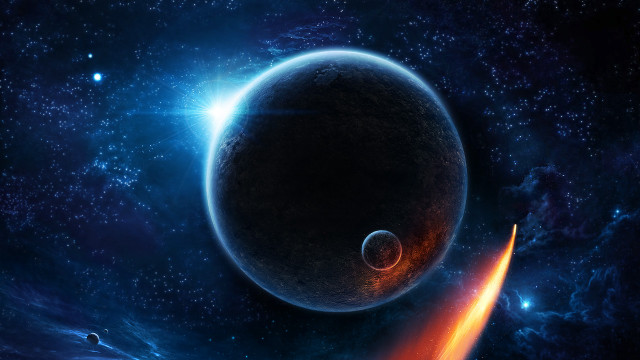 Space astronaut moon aurora city free wallpaper - medium preview image