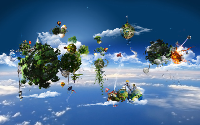 Floating trees clouds sky island free wallpaper - medium preview image