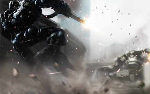 Futuristic city man suit robot free wallpaper - medium preview image