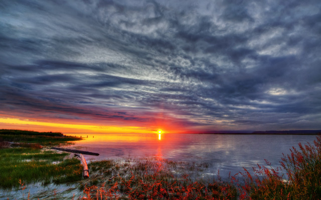 Sunset water boat clouds hudson free wallpaper - medium preview image