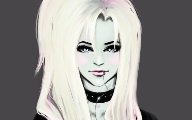 White hair gothic anime portrait free wallpaper - medium preview image