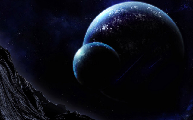Planet two planets mountain starry free wallpaper - medium preview image