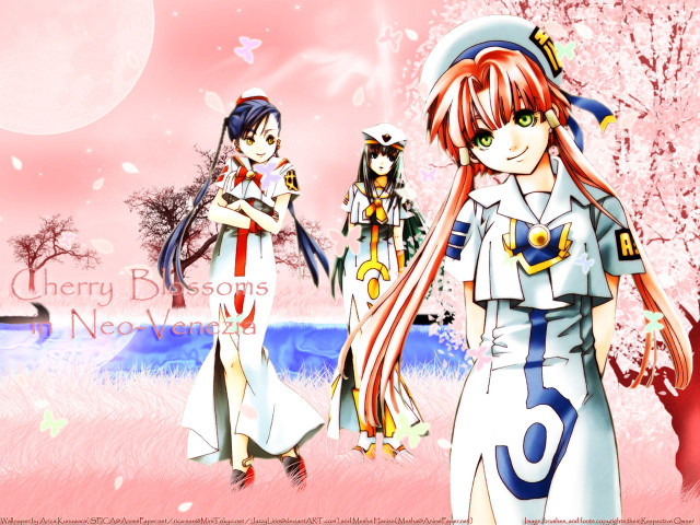 Anime girls field flowers trees free wallpaper - medium preview image