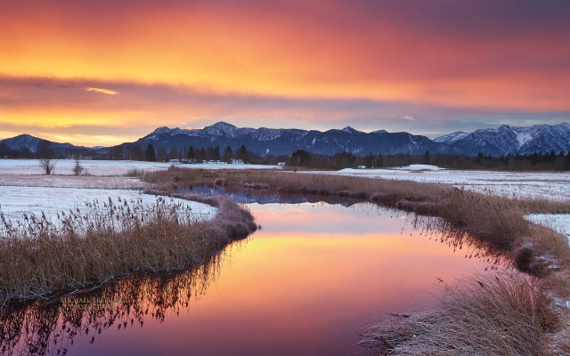 River sunset pink sky mountain #2 free wallpaper - medium preview image