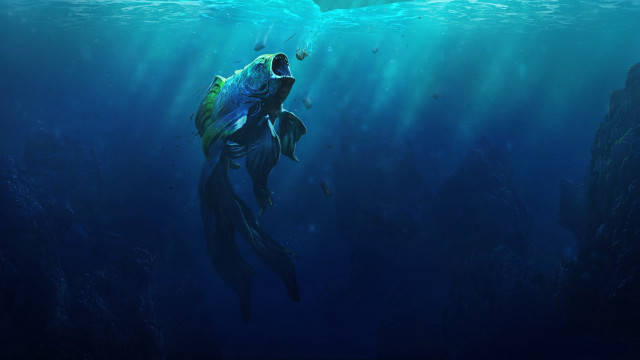Large fish diving underwater ocean free wallpaper - medium preview image