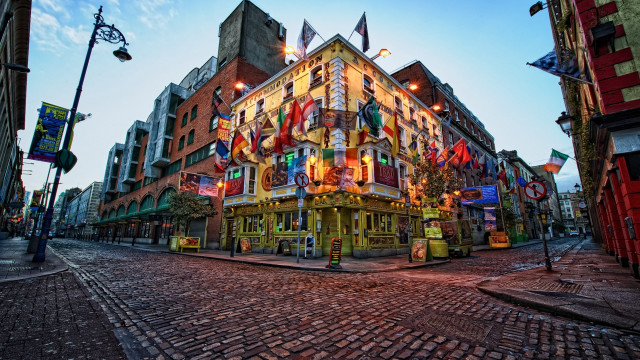 Tokyo cityscape brickstreet flags dusk free wallpaper - medium preview image
