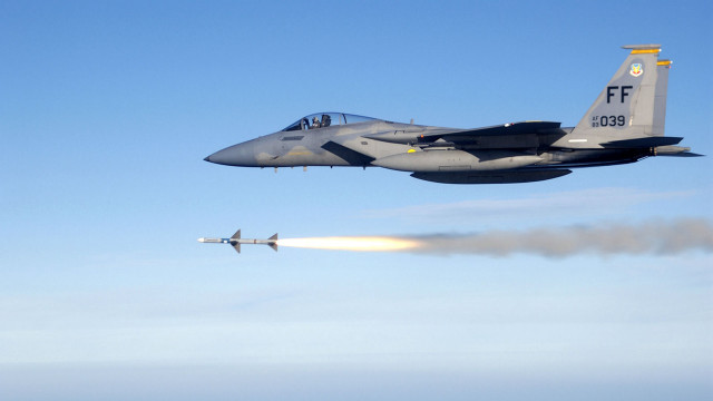 Fighter jet sky trail military free wallpaper - medium preview image
