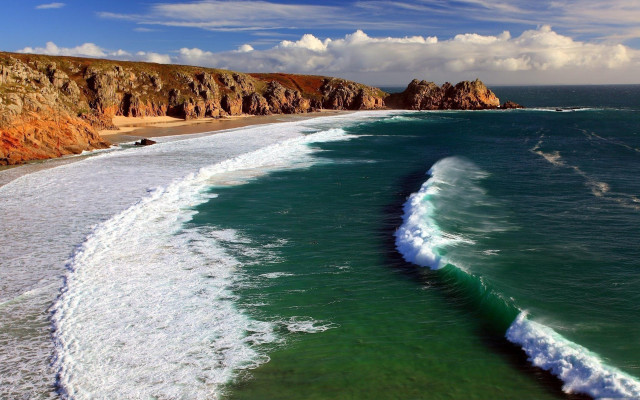 Beach wave cliff sky ocean free wallpaper - medium preview image