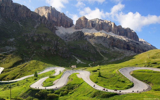 Mountain road house people landscape free wallpaper - medium preview image