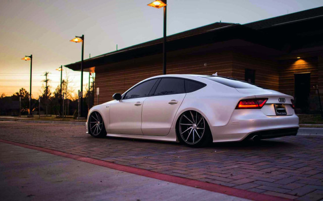 White car brick road sunset free wallpaper - medium preview image