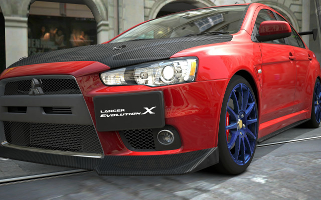 Red car city street clock free wallpaper - medium preview image
