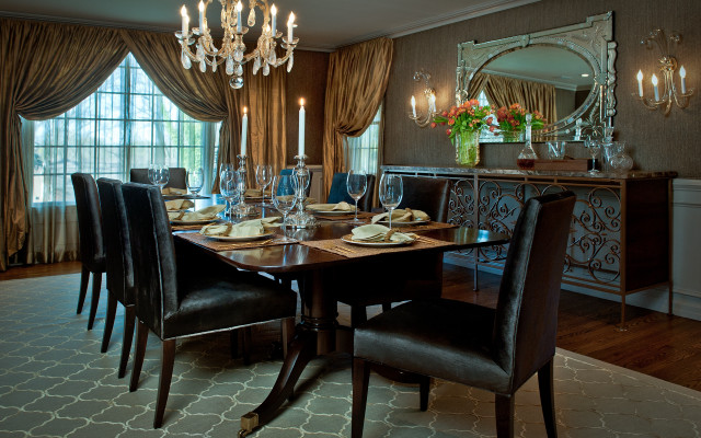 Dining table chandelier mirror brick free wallpaper - medium preview image