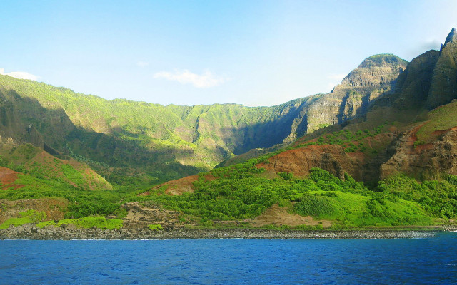 Mountain range lake green hills free wallpaper - medium preview image